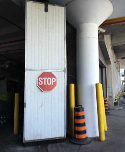 Warehouse door in an open position