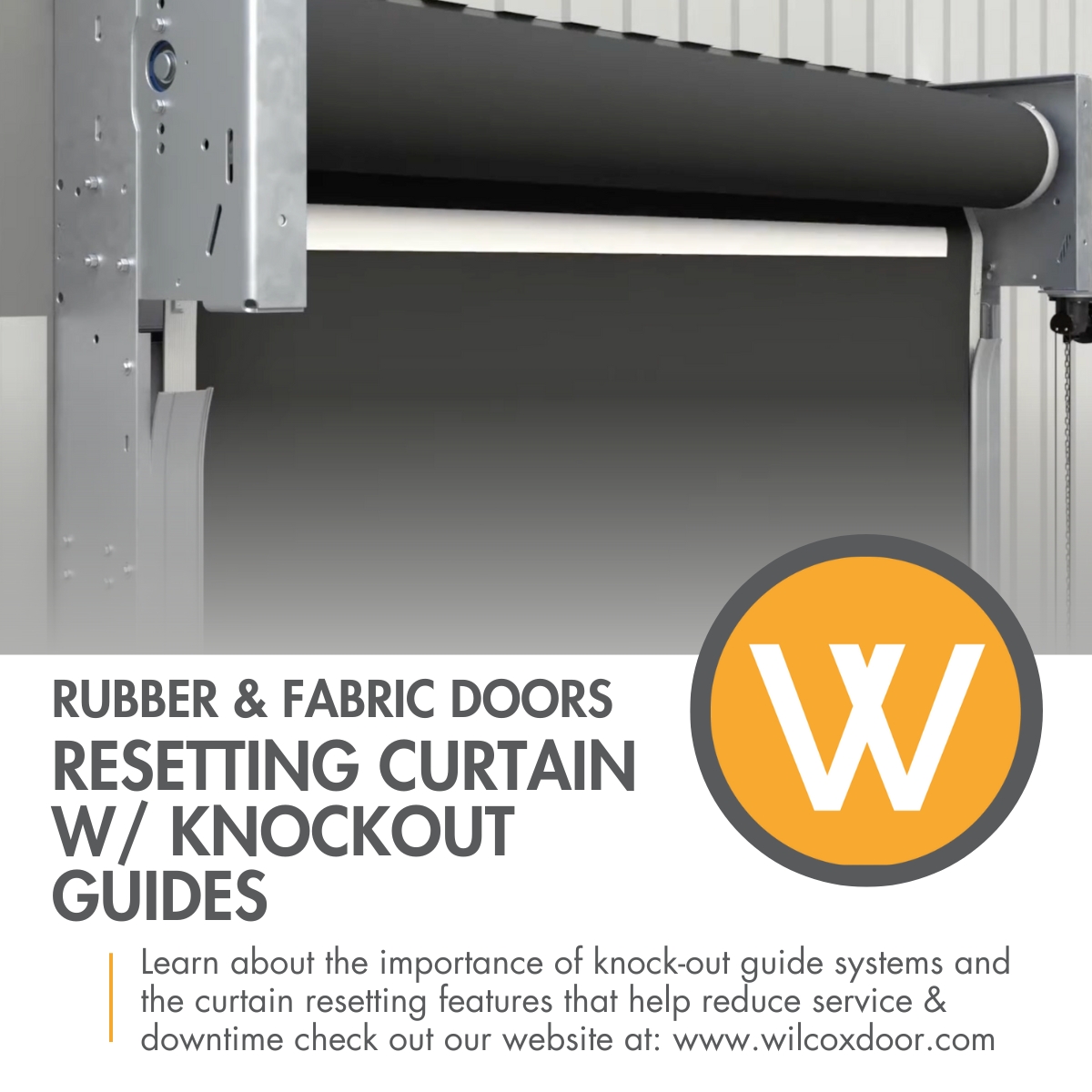 Rubber door with knock-out guide system in parking garage