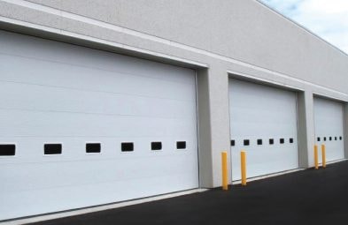 Commercial overhead doors with rectangular windows