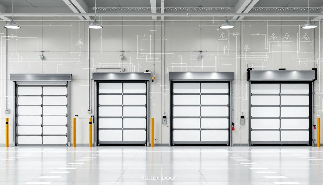Four loading dock doors inside a distribution building