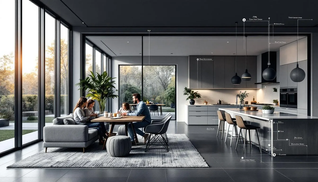 Modern office interior with glass partitions
