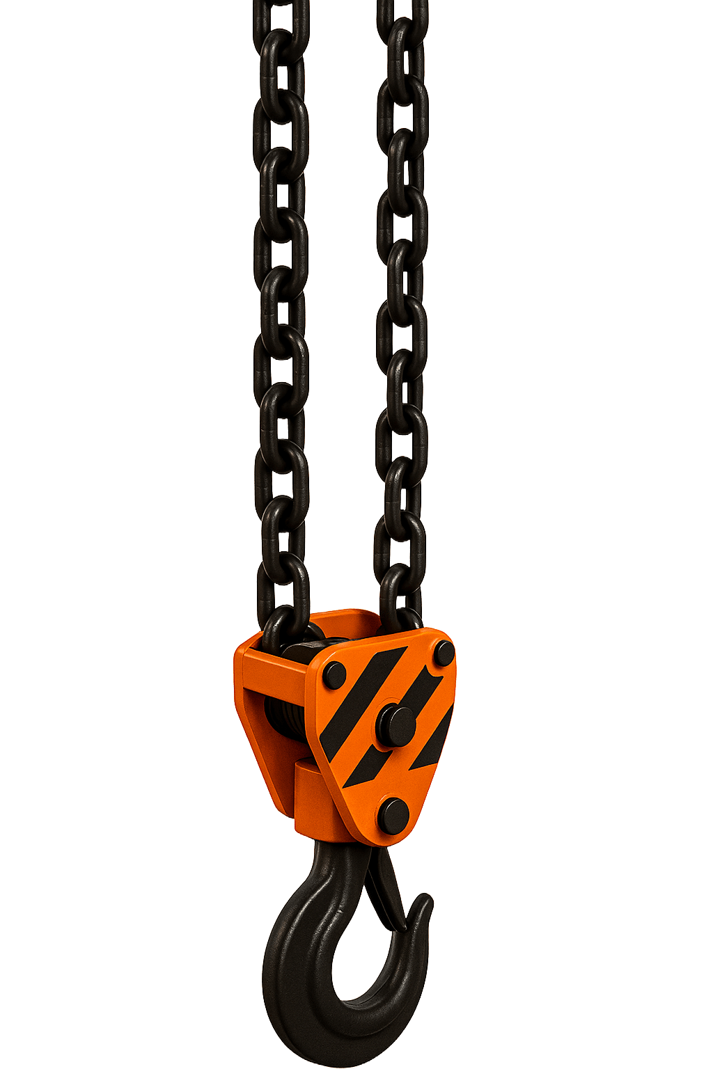 Chain hoist with an orange lifting hook